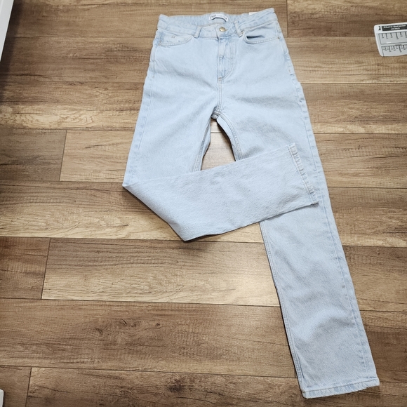 Zara high-rise straight leg denim light wash jeans Full-length women's EU 40 / 8 - Picture 8 of 16